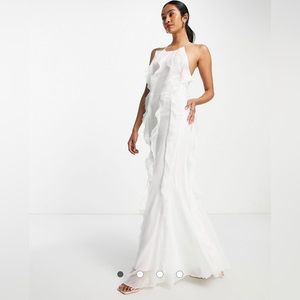 COPY - White ASOS Halter Maxi Dress with Ruffles